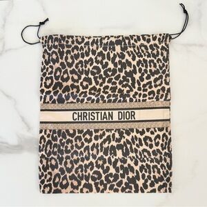 Christian Dior Leopard Print Drawstring Dust Bag
